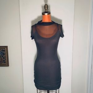 Army green mesh mini dress